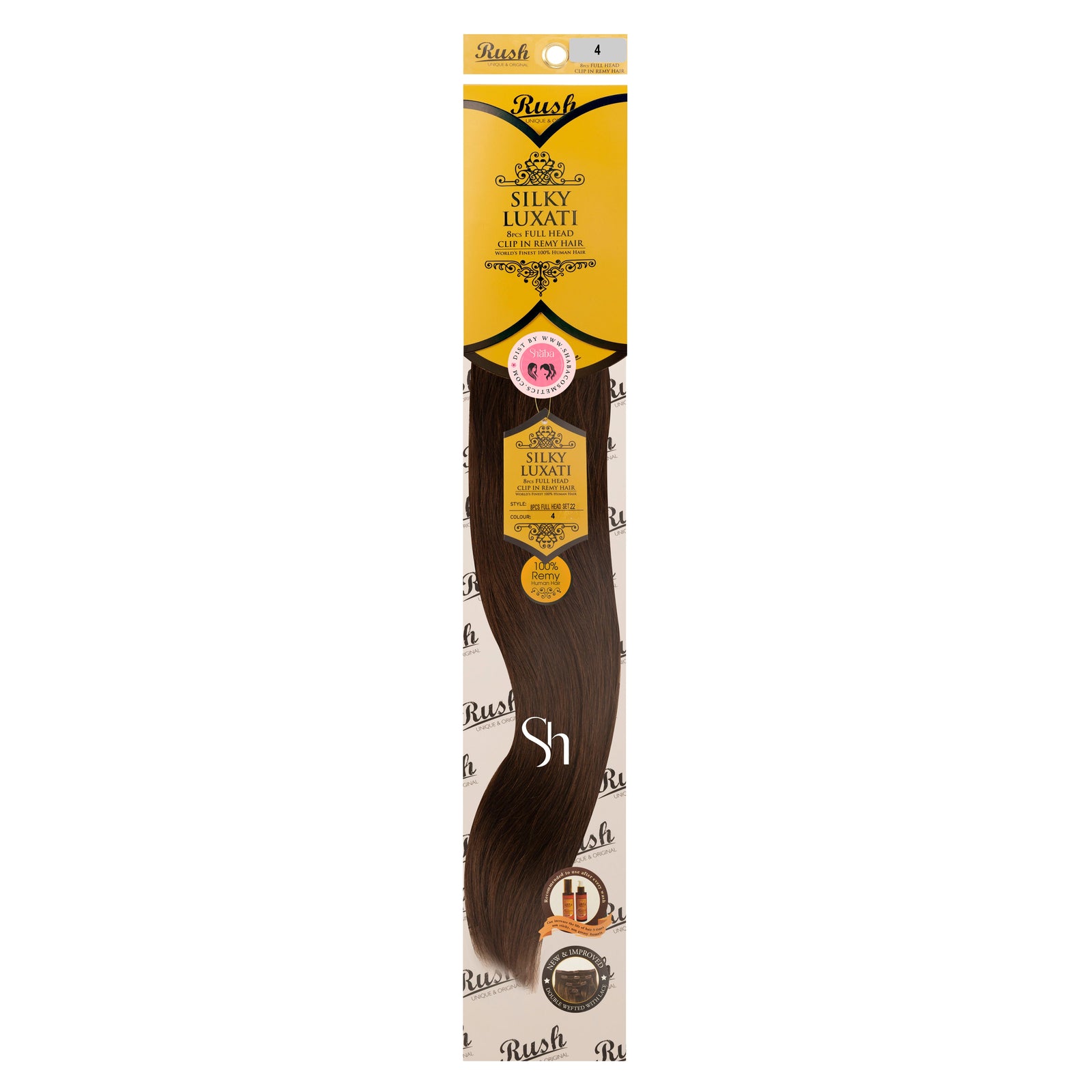 RUSH Silky Luxati 22" Straight 8pcs Full Head Clip-In 100% Human Remy Hair