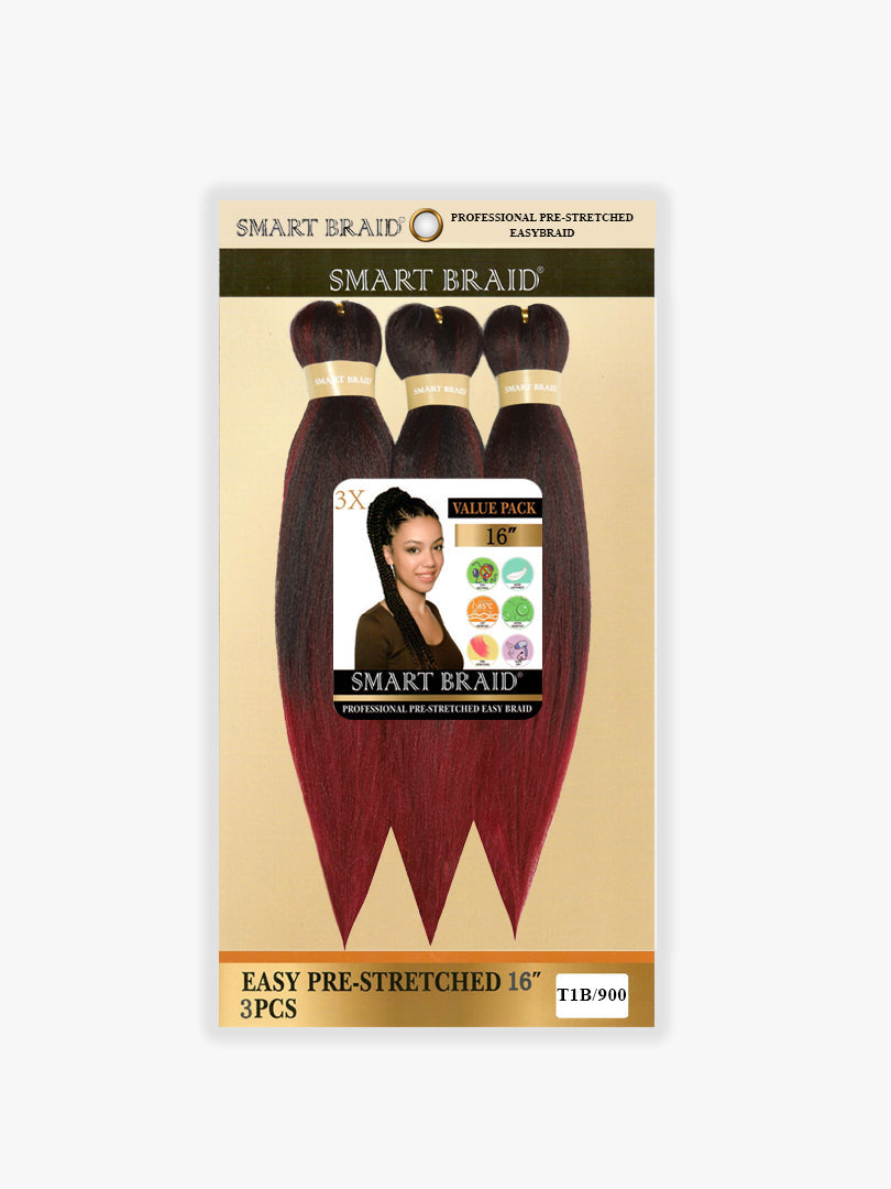 Smart Braid Pre-Stretched Braiding Hair 16" – 3X Pack
