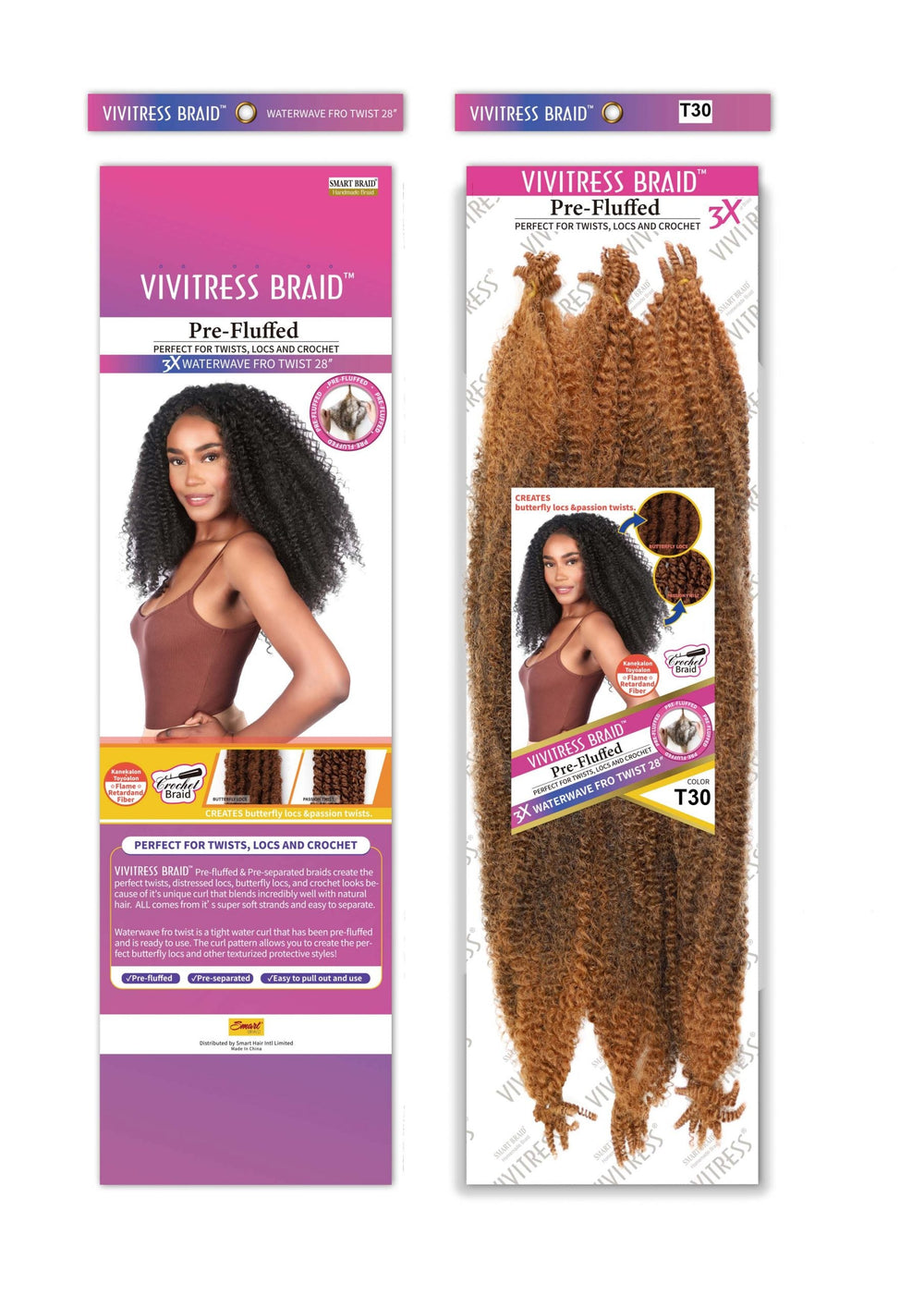 Vivitress Pre-Fluffed 3x24" waterwave Fro Twist