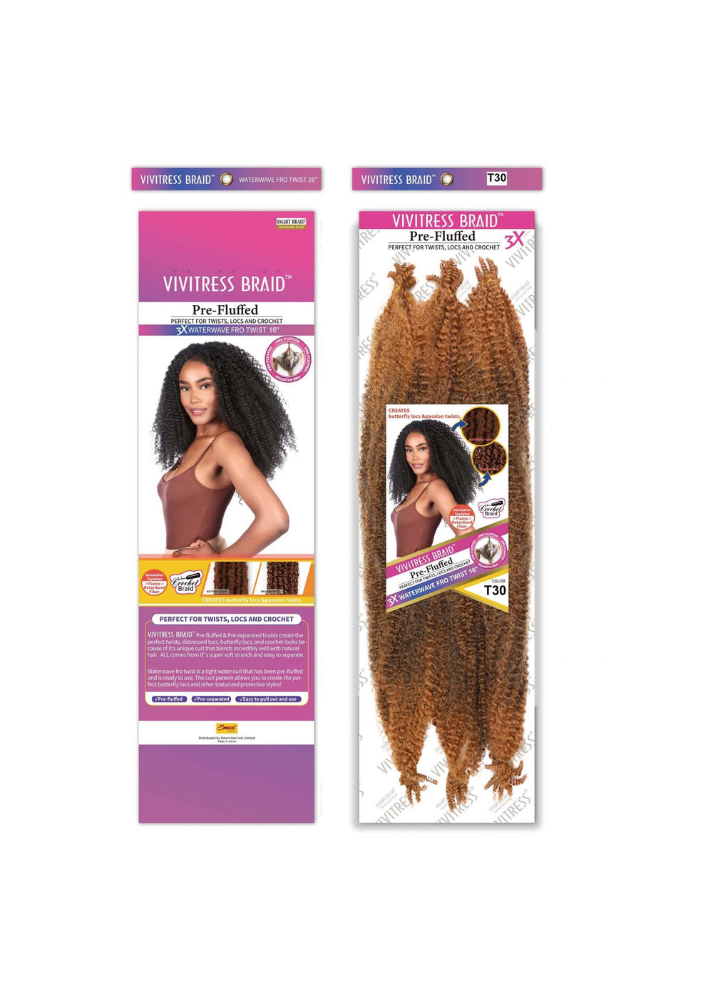 Vivitress Pre-Fluffed 3x16" Waterwave Fro Twist