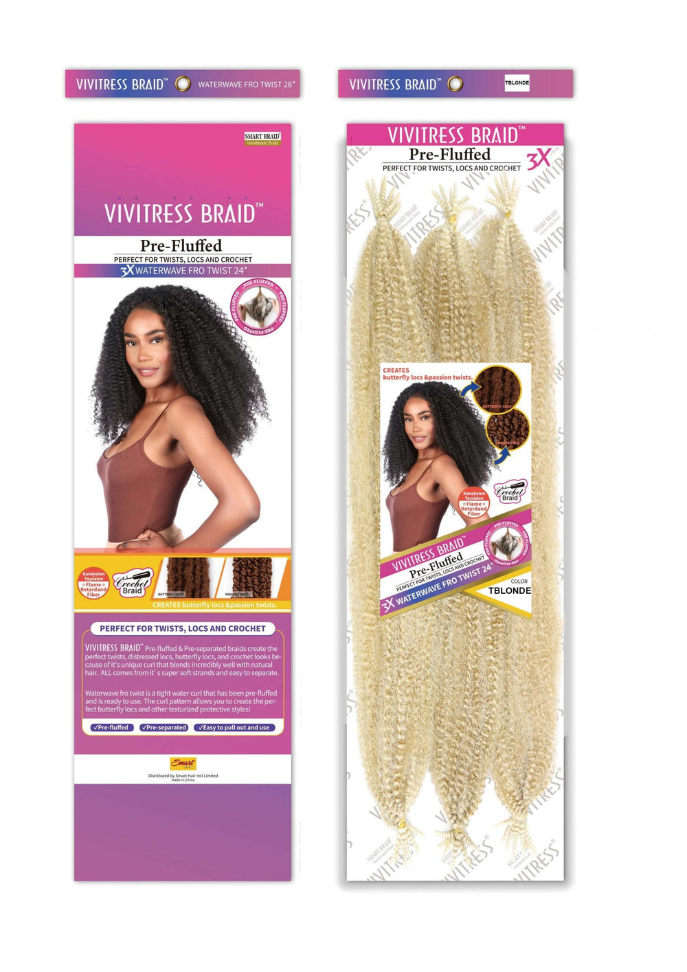 Vivitress Pre-Fluffed 3x24" waterwave Fro Twist