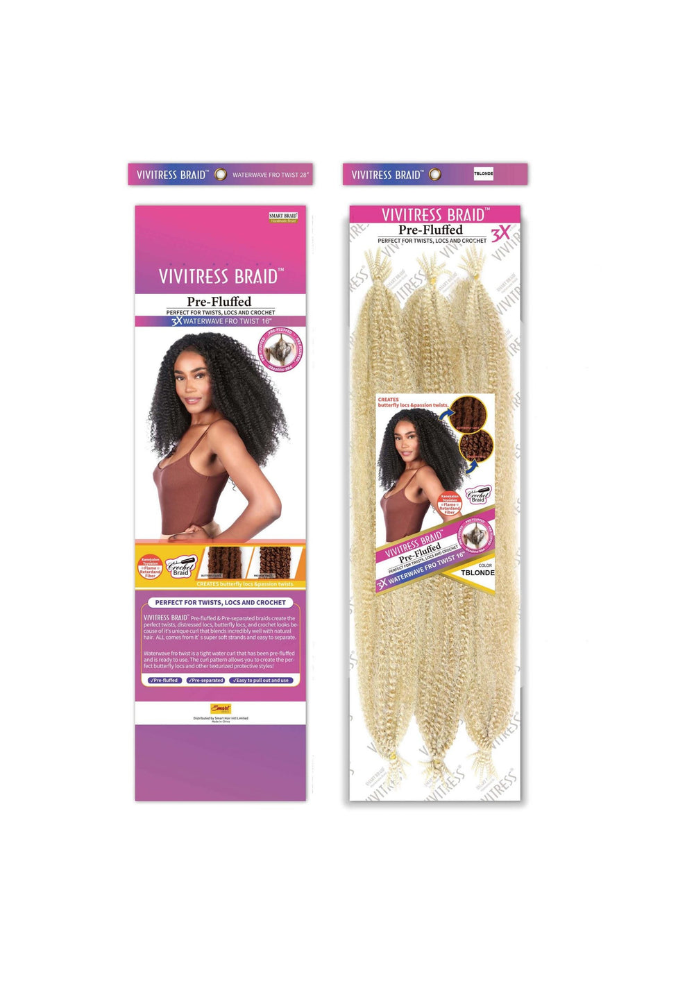 Vivitress Pre-Fluffed 3x16" Waterwave Fro Twist