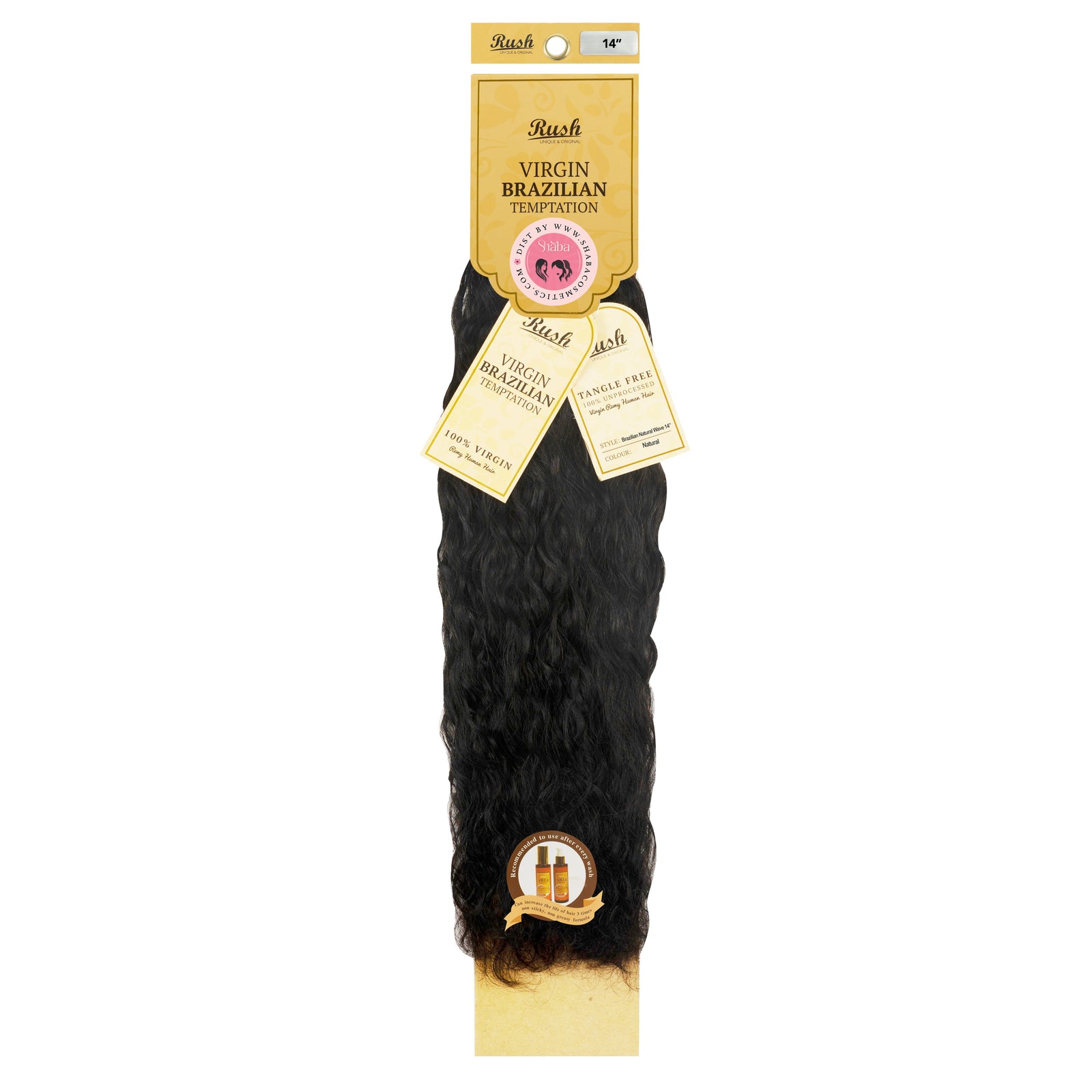 RUSH 100% Unprocessed Virgin Brazilian Temptation Pure Remy Human Hair Natural Weave
