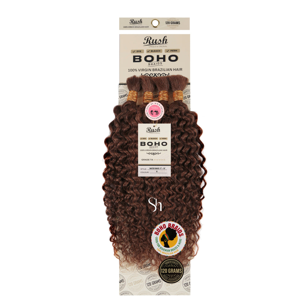RUSH 100% Virgin Brazilian Boho Braids Water Wave Bulk 17"-19"