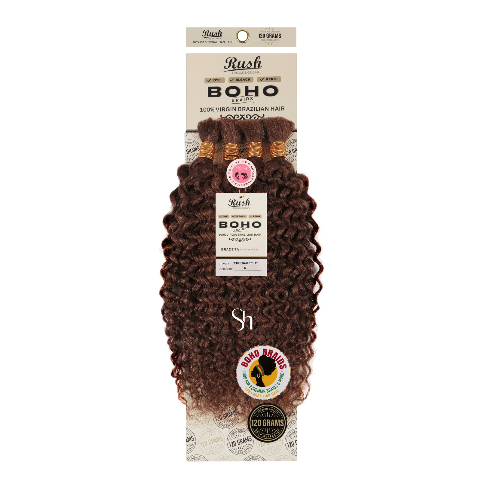 RUSH 100% Virgin Brazilian Boho Braids Water Wave Bulk 17"-19"