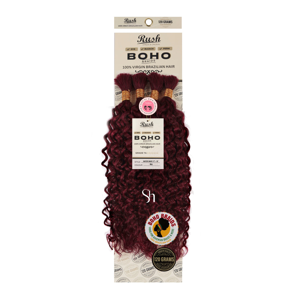 RUSH 100% Virgin Brazilian Boho Braids Water Wave Bulk 17"-19"